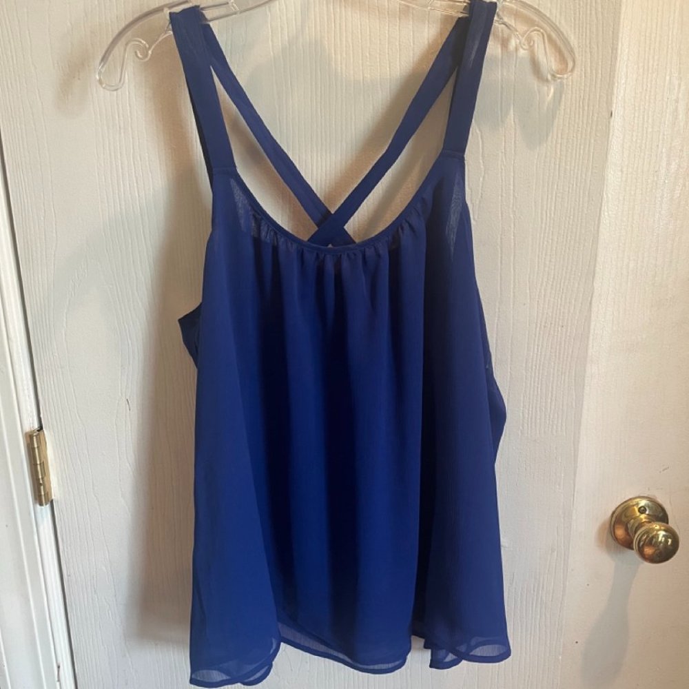 Express Blue Flowy Tank Blouse